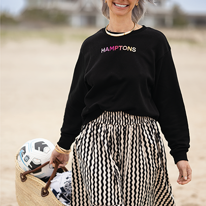 HAMPTONS Polished French Terry Crew Black <br /> Pink Shade image 2