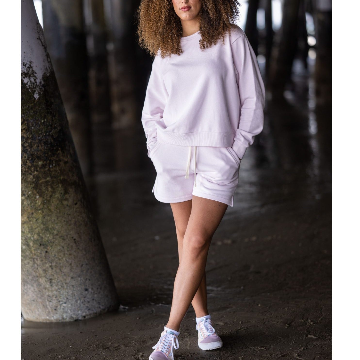 Solid French Terry Pocket Shorts - Pale Lavender image 1