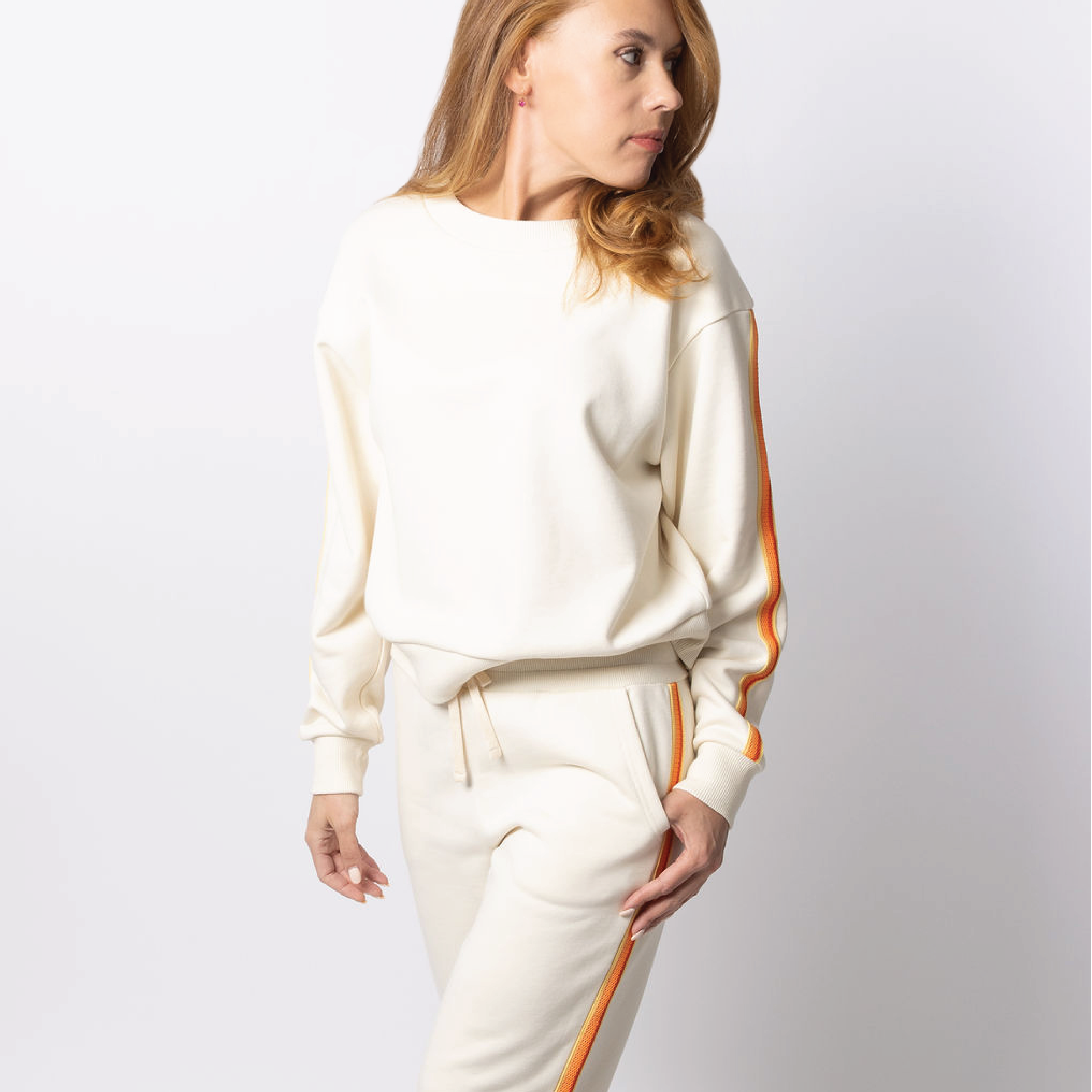Sporty Gradient Stripe Crew <br /> White Sand-Orange image 3