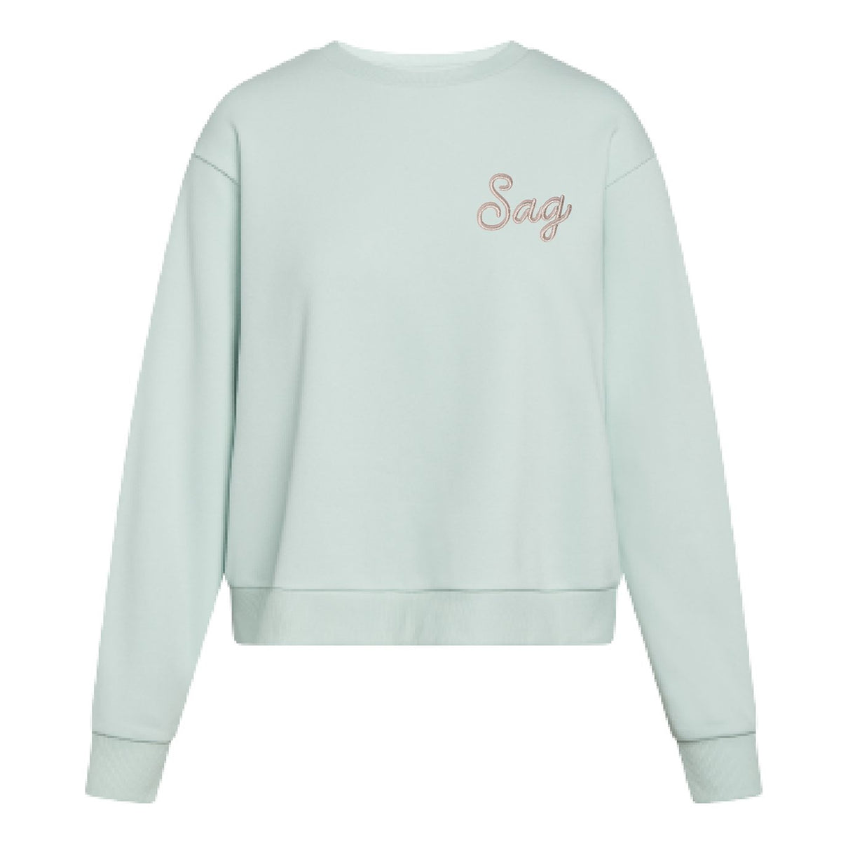 Sag Script Polished French Terry Crew Pale Mint Platinum Embroidery image 0