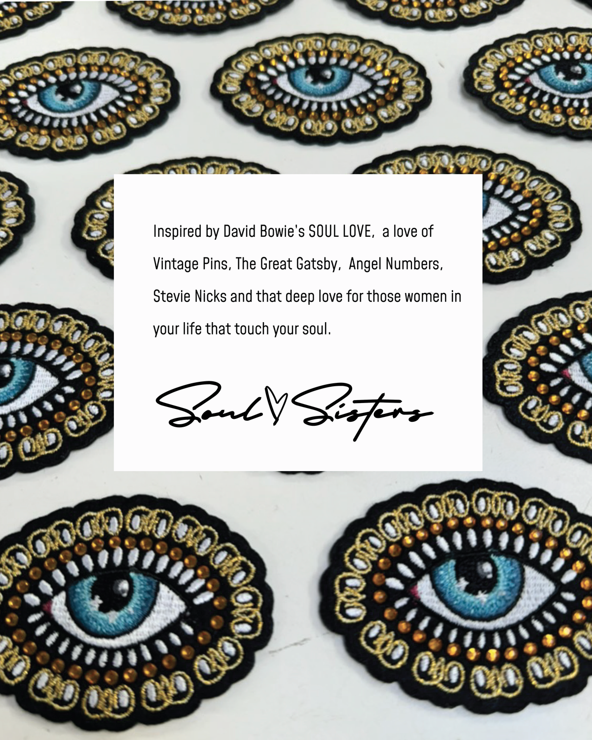 Soul Sister Eye Jeweled Patch Crew - Evening Blue image 2