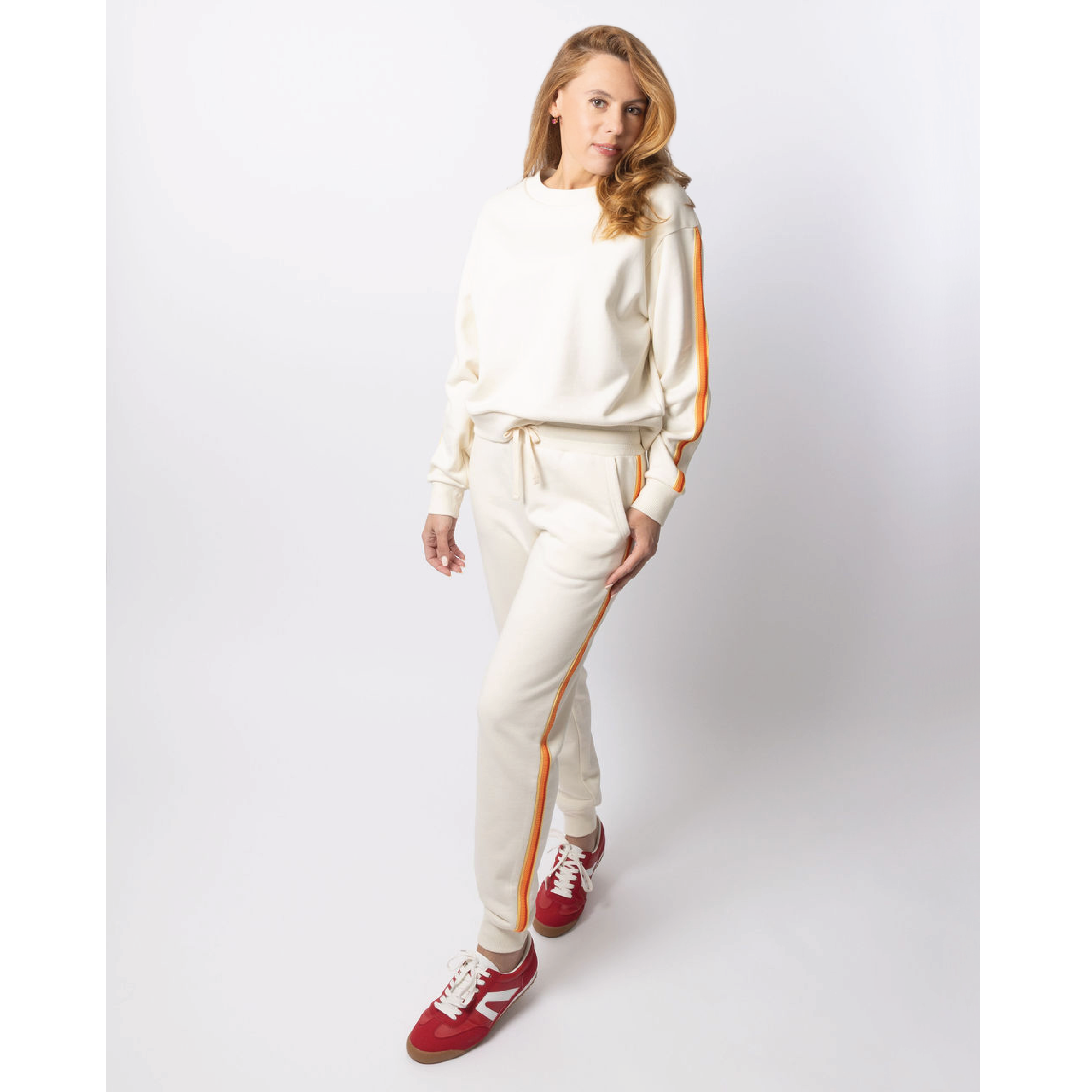 Sporty Gradient Stripe Crew <br /> White Sand-Orange image 4