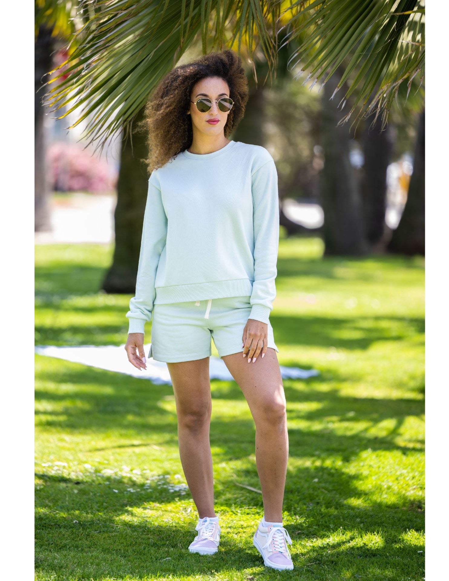 Solid French Terry Pocket Shorts - Pale Mint image 1