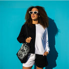 Colorblocked French Terry Crewneck Pullover - Black & White image 1