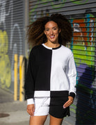 Black & White Multi-Mix Polished French Terry Crewneck Sweatshirt image 1