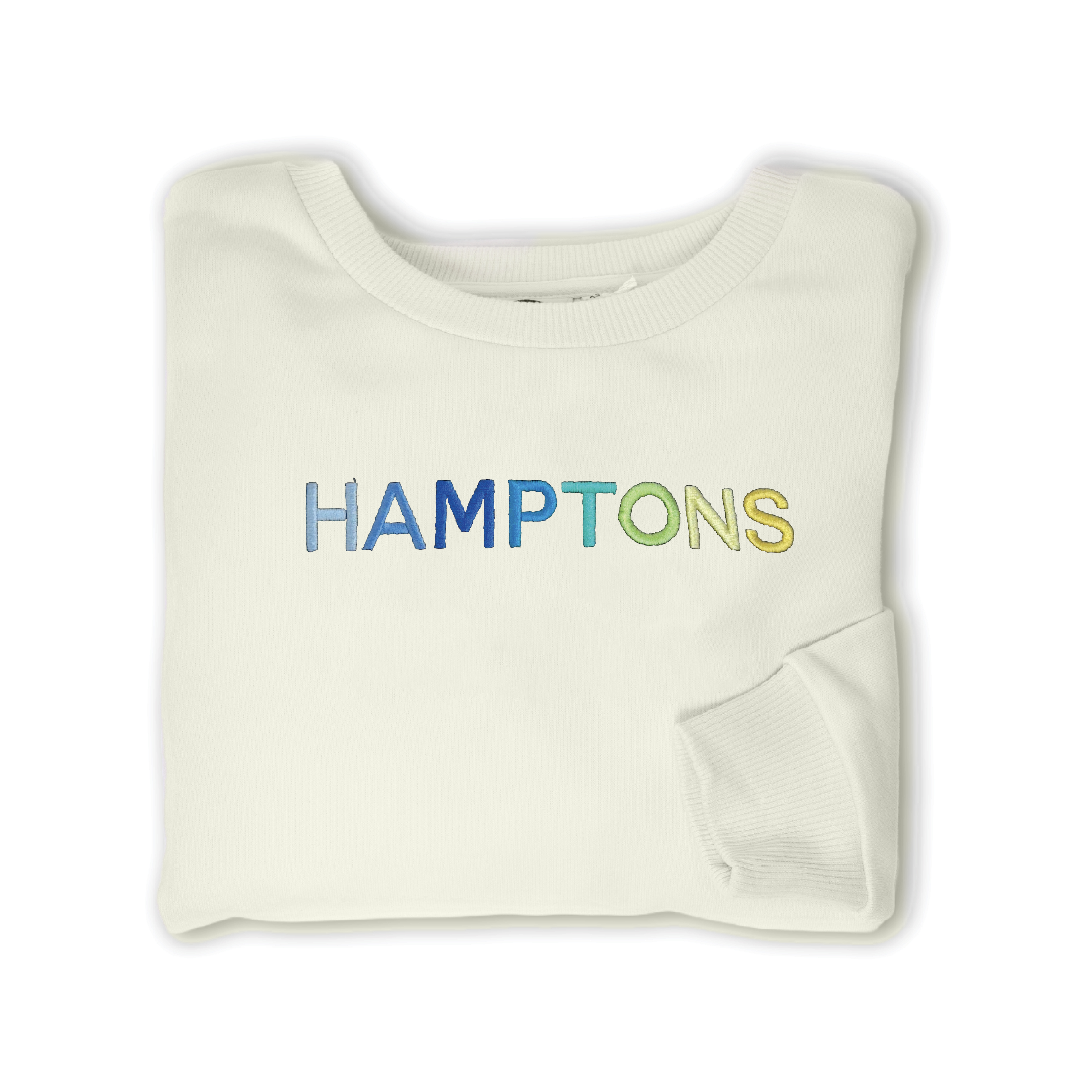 HAMPTONS Polished French Terry Crew White Sand<br /> Blue Shades image 0