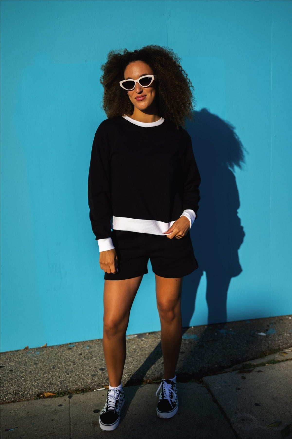 Black & White Contrast Trim French Terry Sweatshirt image 2