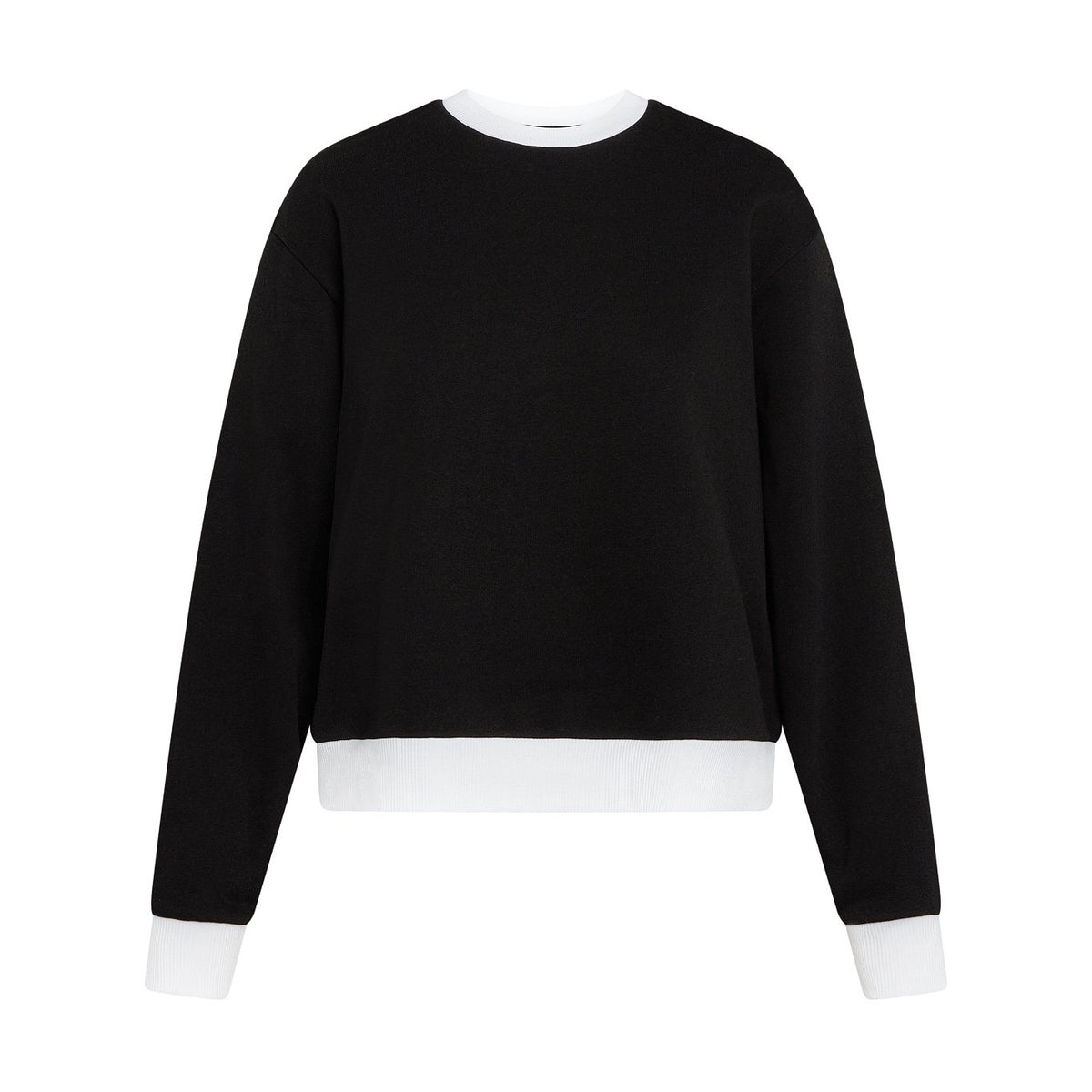 Black & White Contrast Trim French Terry Sweatshirt image 3