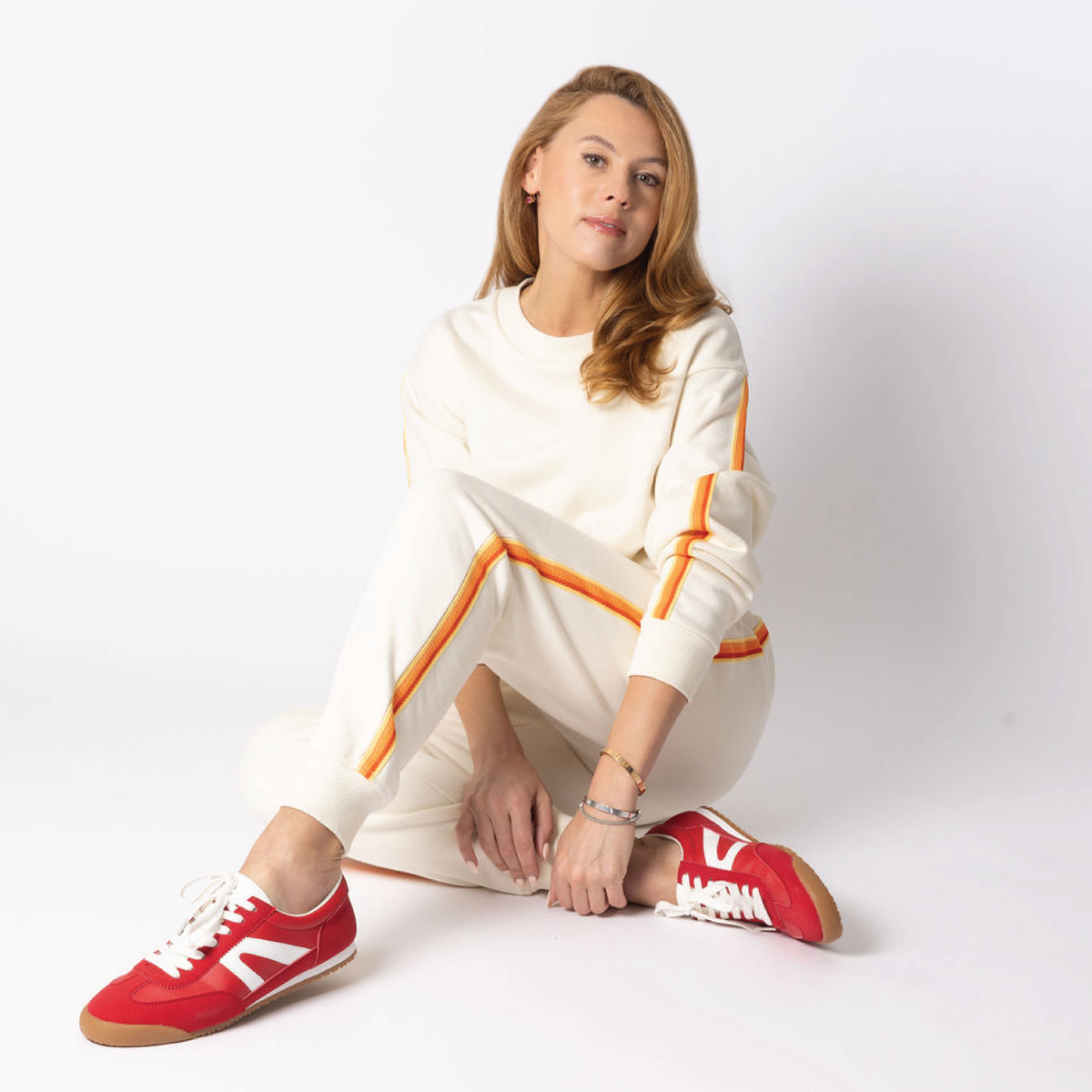 Sporty Gradient Stripe Crew <br /> White Sand-Orange image 2